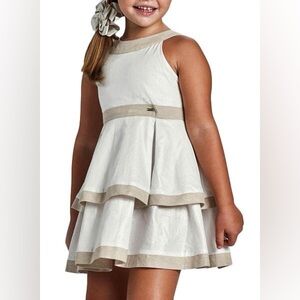 Mayoral Elegant White and Tan Kids Dress